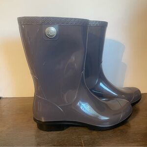 UGG Charcoal Glossy Sienna Rain Boots